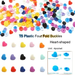 25Set T5 Plastic Heart Shape Snap Buttons12mm Fasteners Quilt Cover Sheet Button For Scrapbooking Crafts Clothes Clip Accessorie