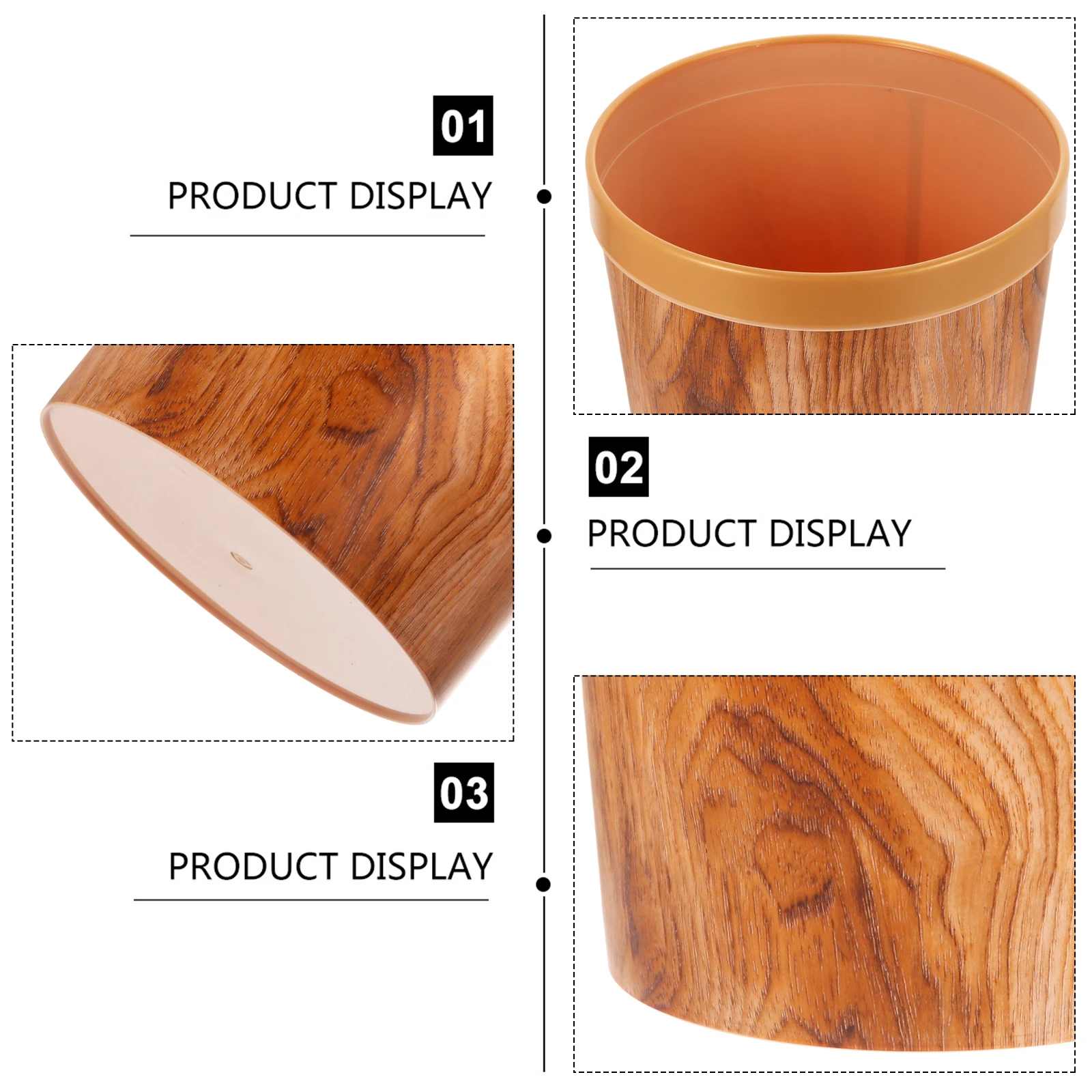 

Plastic Trash Can Rubbish Bin Vintage Imitated Wooden Holder Non Slid Suitable Home Office Kitchen Living Room Classic Container