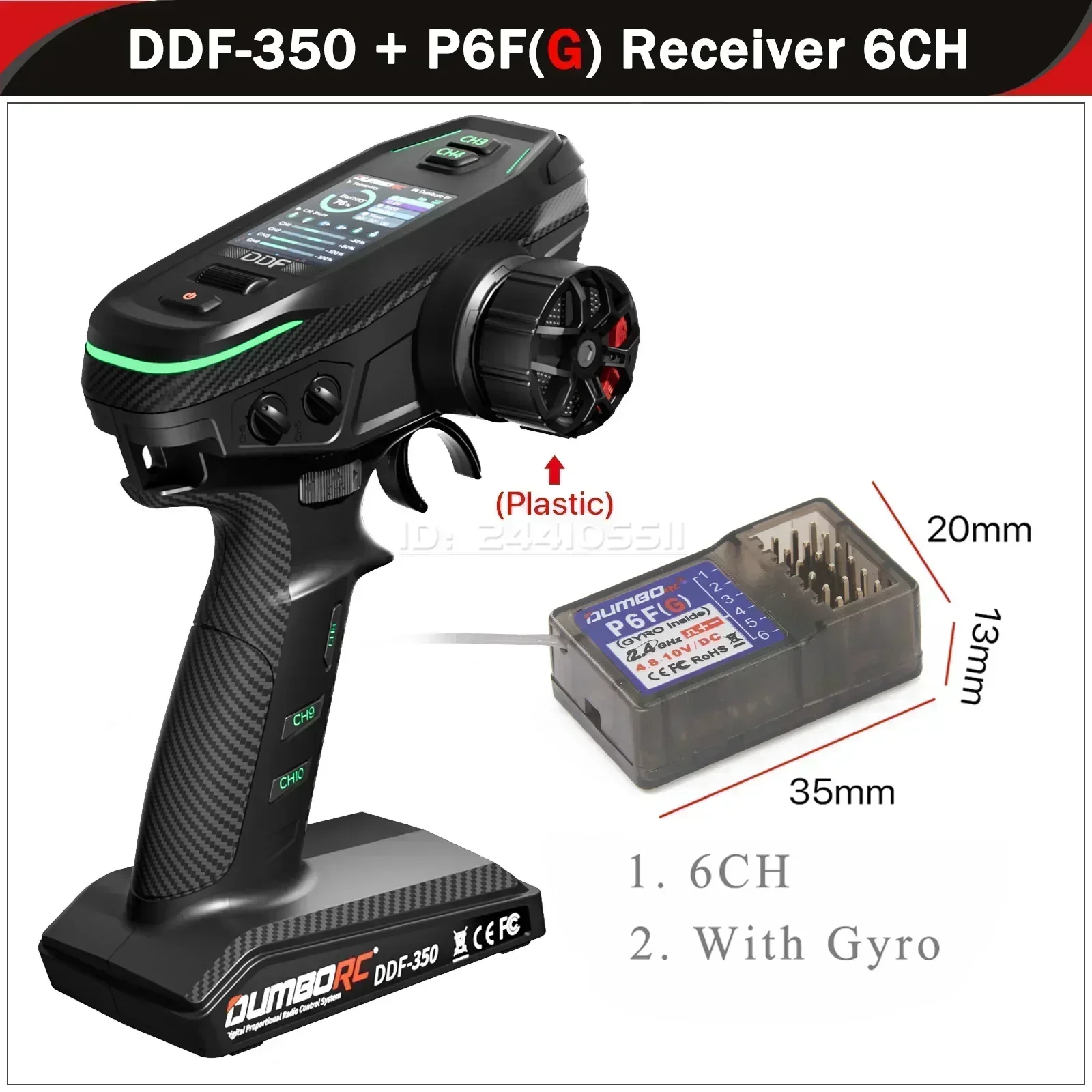 DUMBORC DDF-350 10CH 2,4G Digital Sender Fernbedienung HD Bildschirm 4/6/10 Kanal Gyro Empfänger für RC Auto Tank Boot Roboter