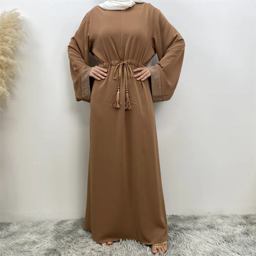 

Holiday Women Dress Retro Long Sleeve Muslim Dresses Fashion Long Casual Abaya Hijab Dresses Vestido Front Zipper Long Maxi Robe