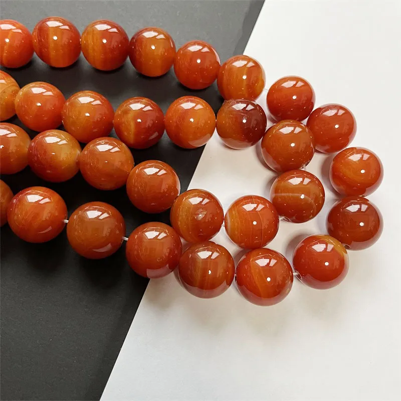 Imagem -04 - Grande Laranja Vermelho Sardonyx Tarja Ágata Gem Pedra Preciosa de Seda Minerais Cura Energia Natural Grânulos de Pedra para Fazer Jóias Diy 20 mm