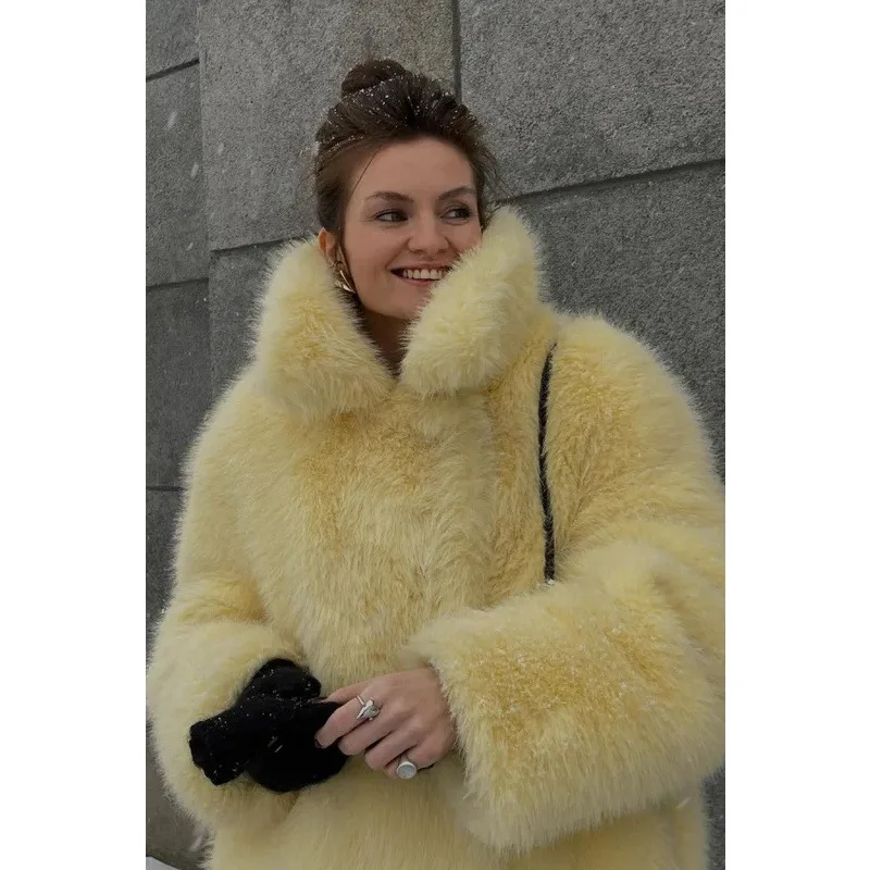 Women's Models Fall Winter Coat Faux Fur Faux Fox Fur Luxury Brand Simple Fashion Comfortable Soft Leisure Loose Environmental