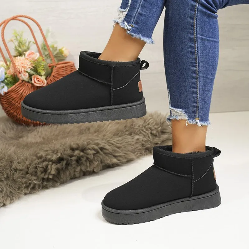 

Thick Plush Platform Snow Boots Women 2026 Winter Keep Warm Fur Cotton Shoes Woman Faux Suede Slip-On Ankle Botas Padded Shoes