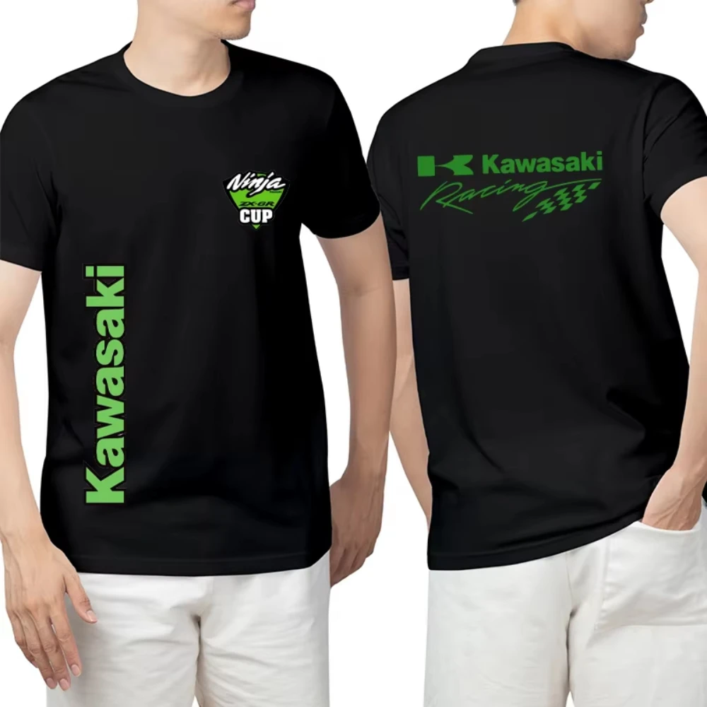 

2025-26, хит продаж, мужская футболка с круглым вырезом и коротким рукавом, Kawasaki, хлопковый дышащий быстросохнущий спортивный топ с мотоциклетным принтом