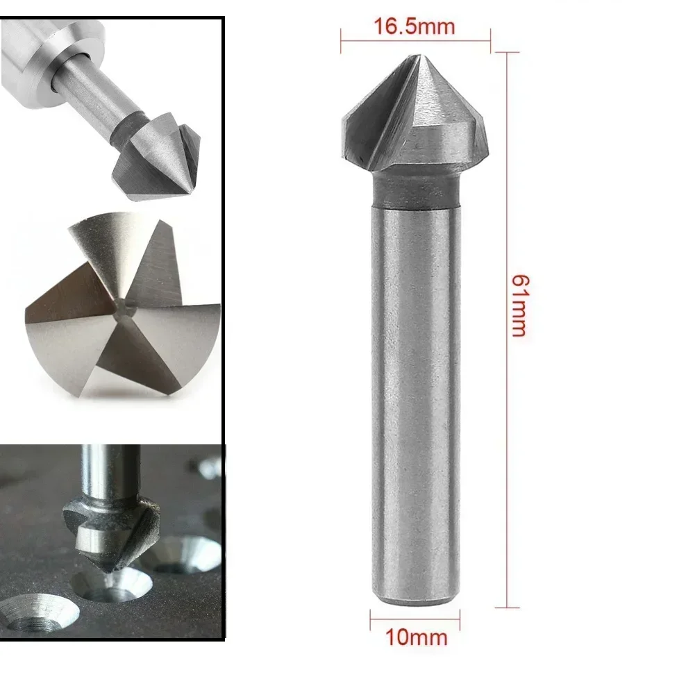 Foret d\'évier à seau à 3 cannelures, 90 fraises à chanfreiner résistantes, 6.3-20.5mm pour bois et métal, outils à changement rapide