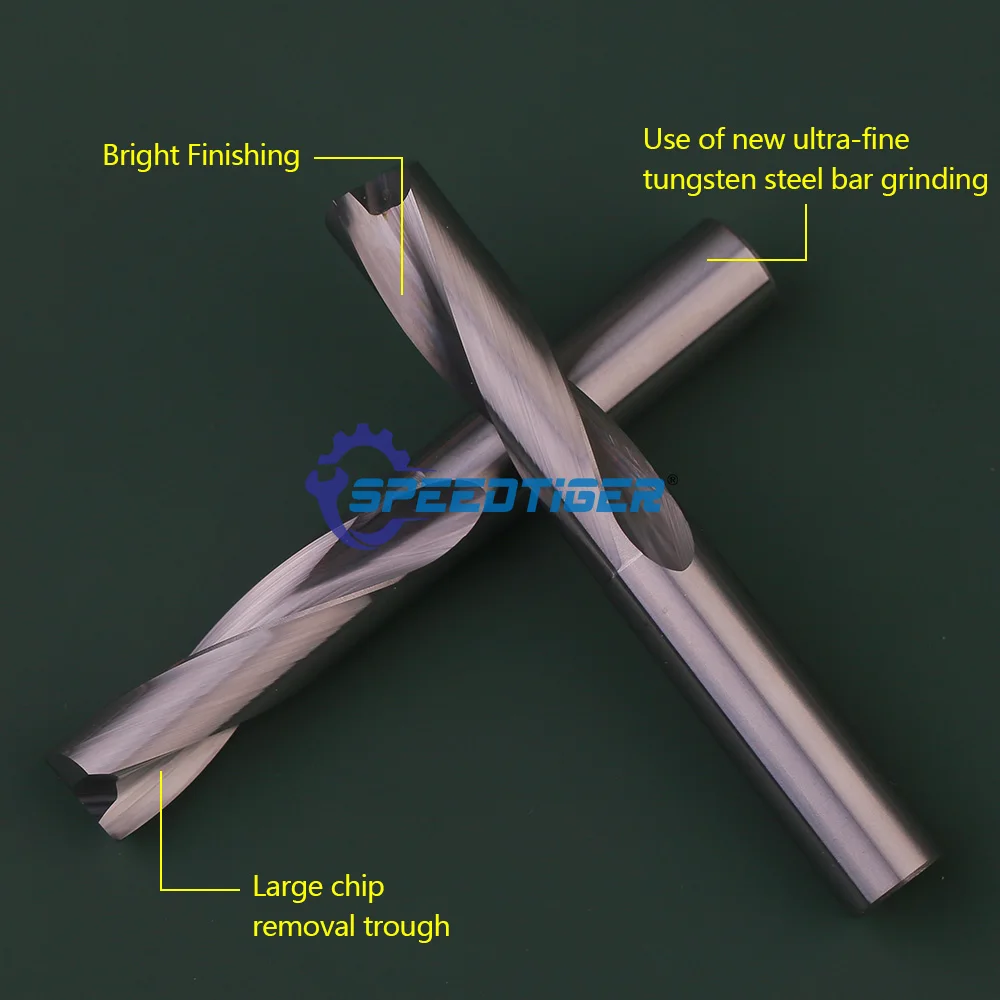 SPEEDTIGER Flat Drill Solid Carbide Dia 0.5-20mm Uncoated for Non-metal Aluminum CNC Inclined Curved Surface Bottom Hole Making