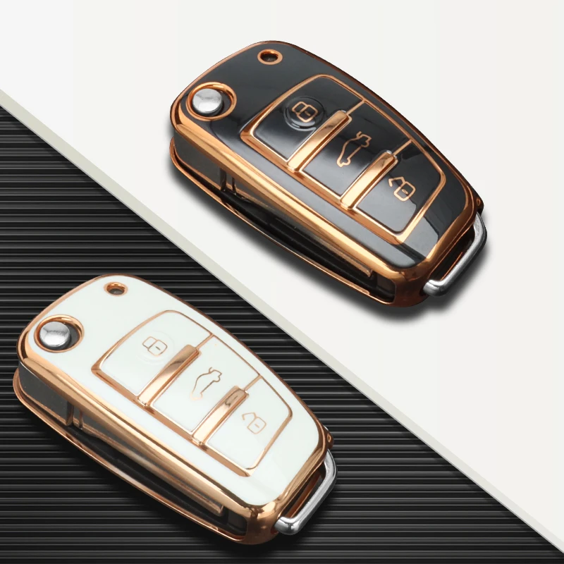 Soft TPU Car Flip Key Case Cover Shell for Audi Q5 Q3 A4 A6 A3 A1 A5 A7 8P 8L 8V B6 B7 C5 C6 Q7 4F S3 S4 S6 RS RS3 TT Accessory view 3