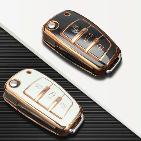 Tpu Car Flip Key Case Cover Shell för Audi A1 A3 A4 A5 A6 A7 8P 8L 8V B6 B7 C5 C6 Q3 Q5 Q7 4F S3 S4 S6 RS RS3 TT Tillbehör 10 best sales 8v - №1