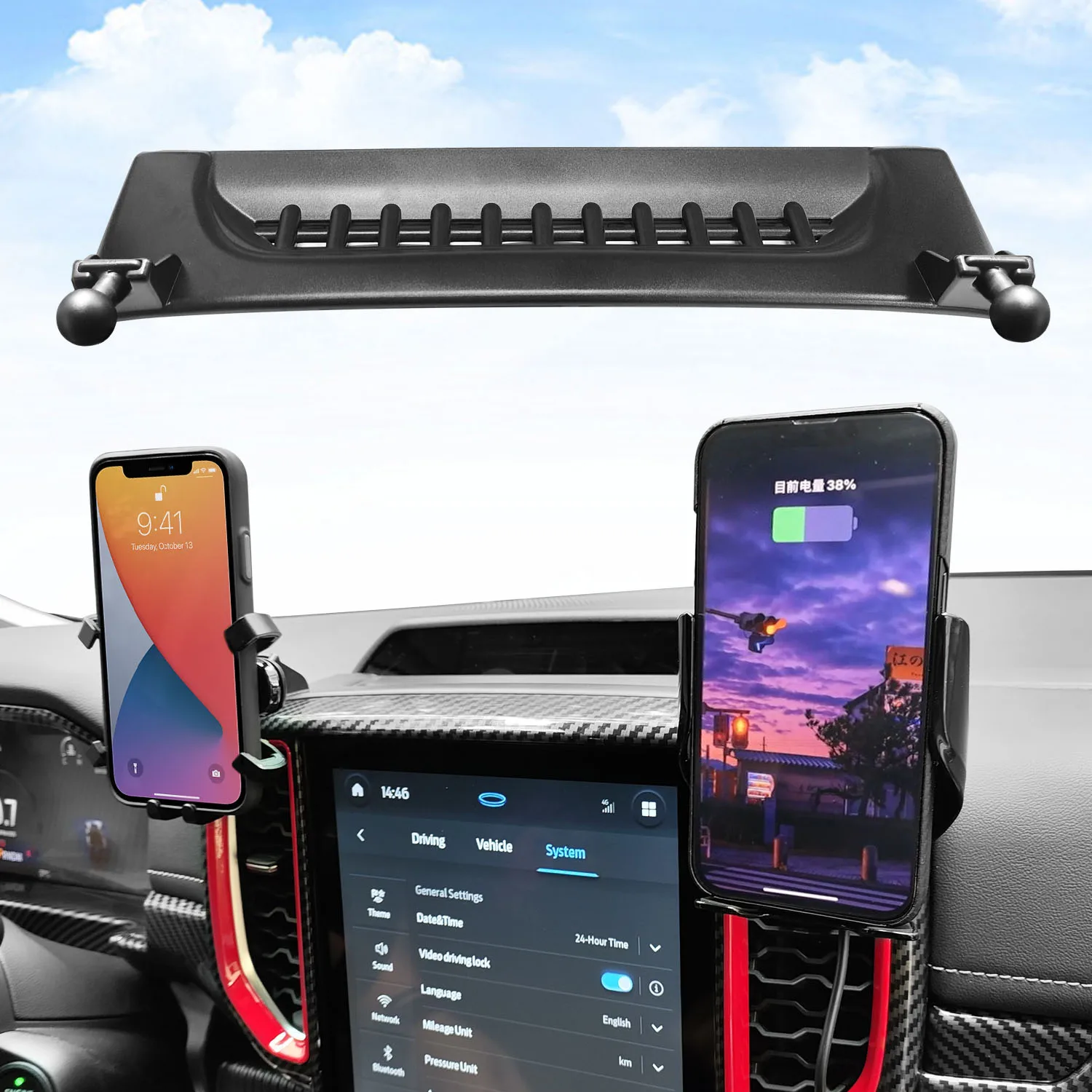 For Ford Ranger T9 2023 2024 Car Phone Holder Screen Navigation Bracket Magnetic New Energy Wireless Charging Rack Base