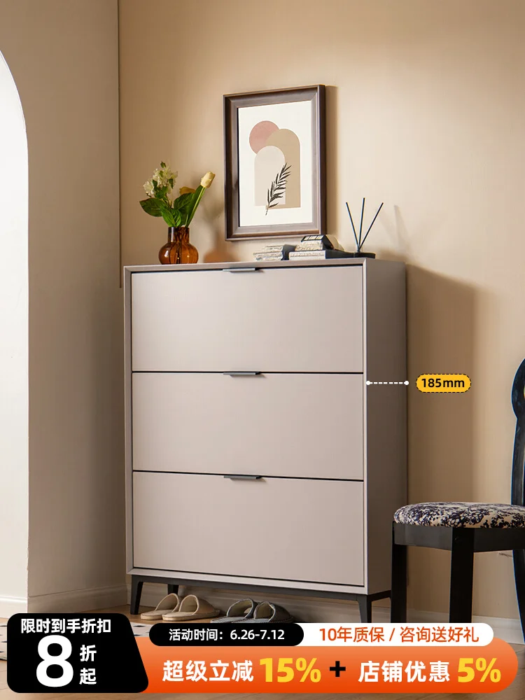 

Minimalist solid wood tipping bucket shoe cabinet ultra-thin household door entry 2025 new small apartment with extremely