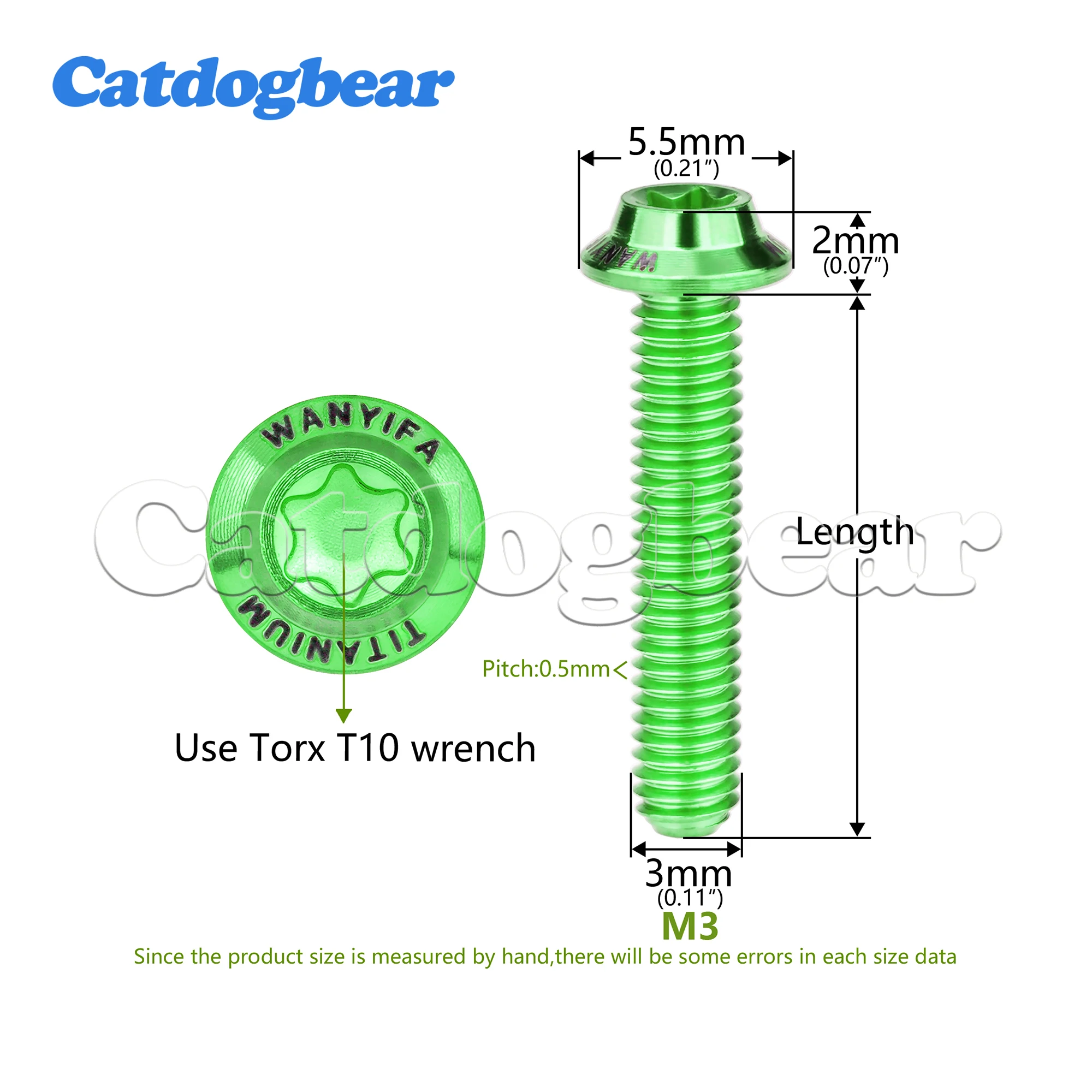 Catdogbear Titanium M3x6 8 10 12 15 18 20mm Disc-Shaped Umbrella Torx T10 Screw with Logo Personalized Screws 4pcs