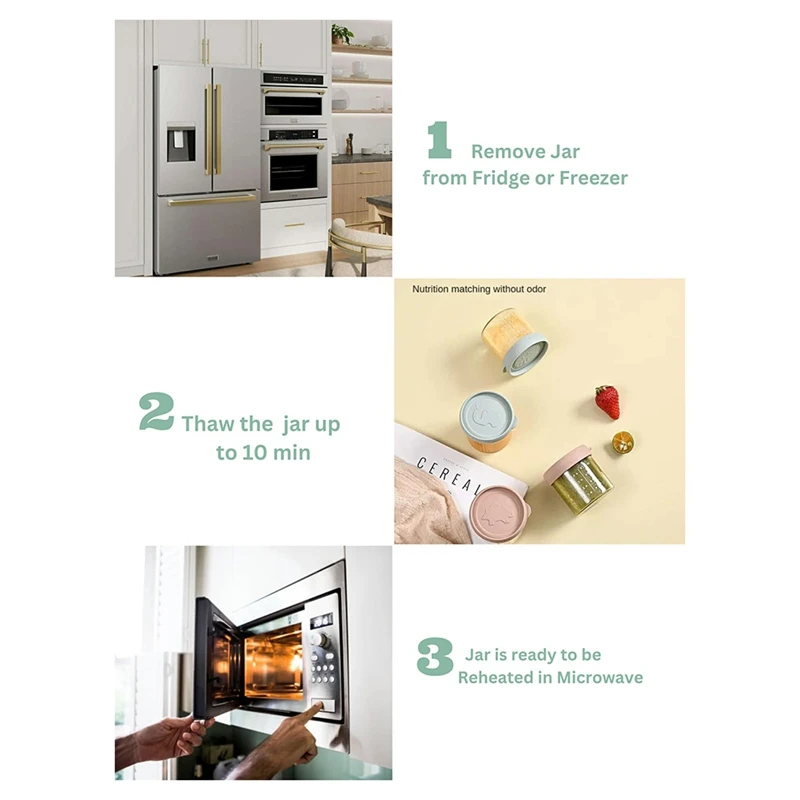 حاوية أغذية الأطفال، حاويات طعام زجاجية للأطفال مع أغطية من السيليكون، برطمانات تخزين أغذية الأطفال مع