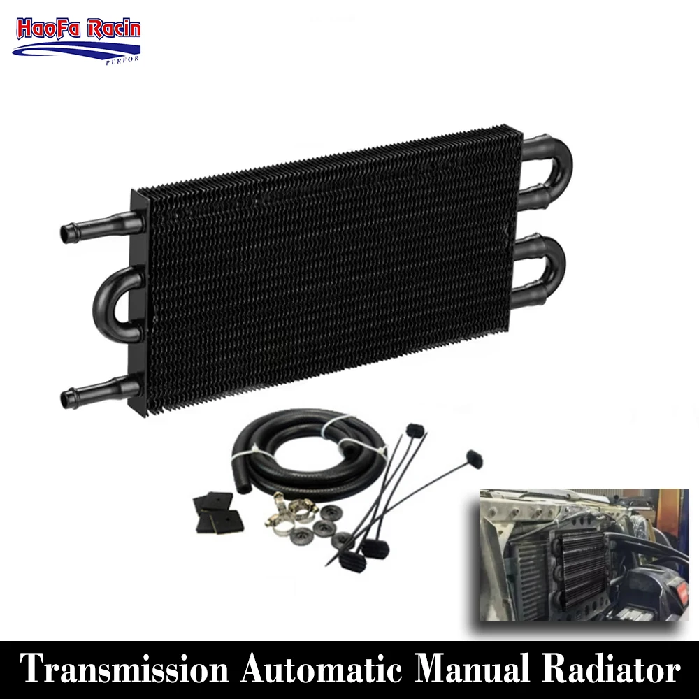 

4 Row 6 Row Transmission Oil Cooler 6 Pass Aluminum Remote 5/16" Engine Universal Oil Cooler Kit Radiator with Hose Mounting Kit