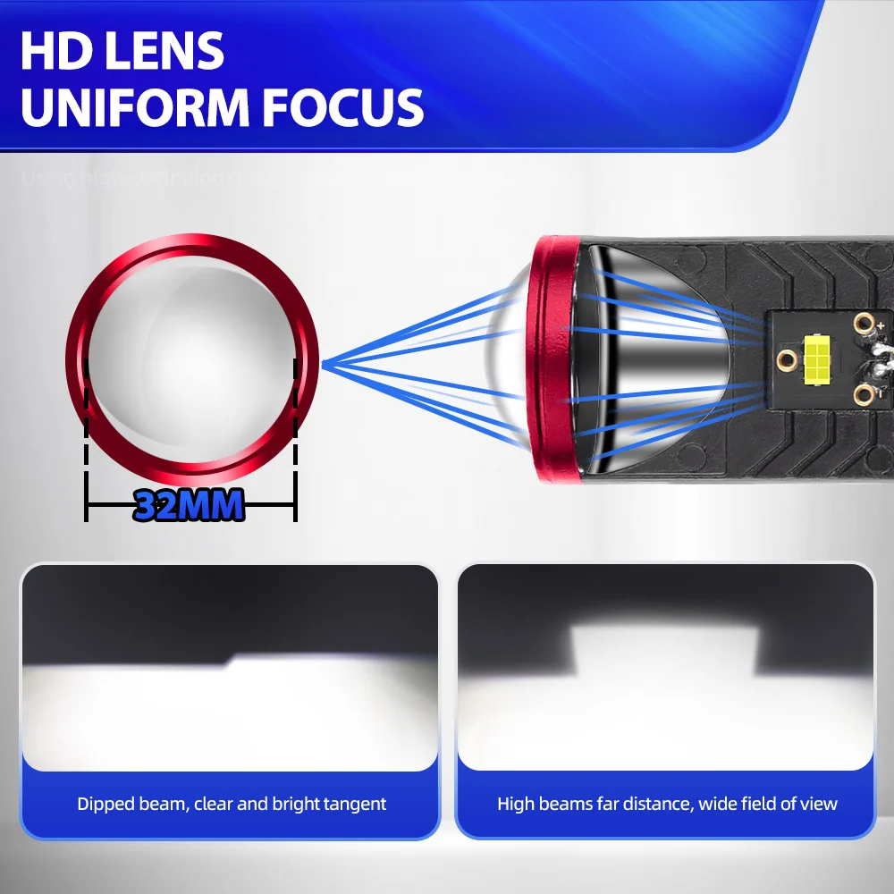 30000LM H4 LED Headlights 300W Projector Lens Front Light 12V External Drive Auto Lamps 6000K White Turbo Car Headlamp Bulbs 24V