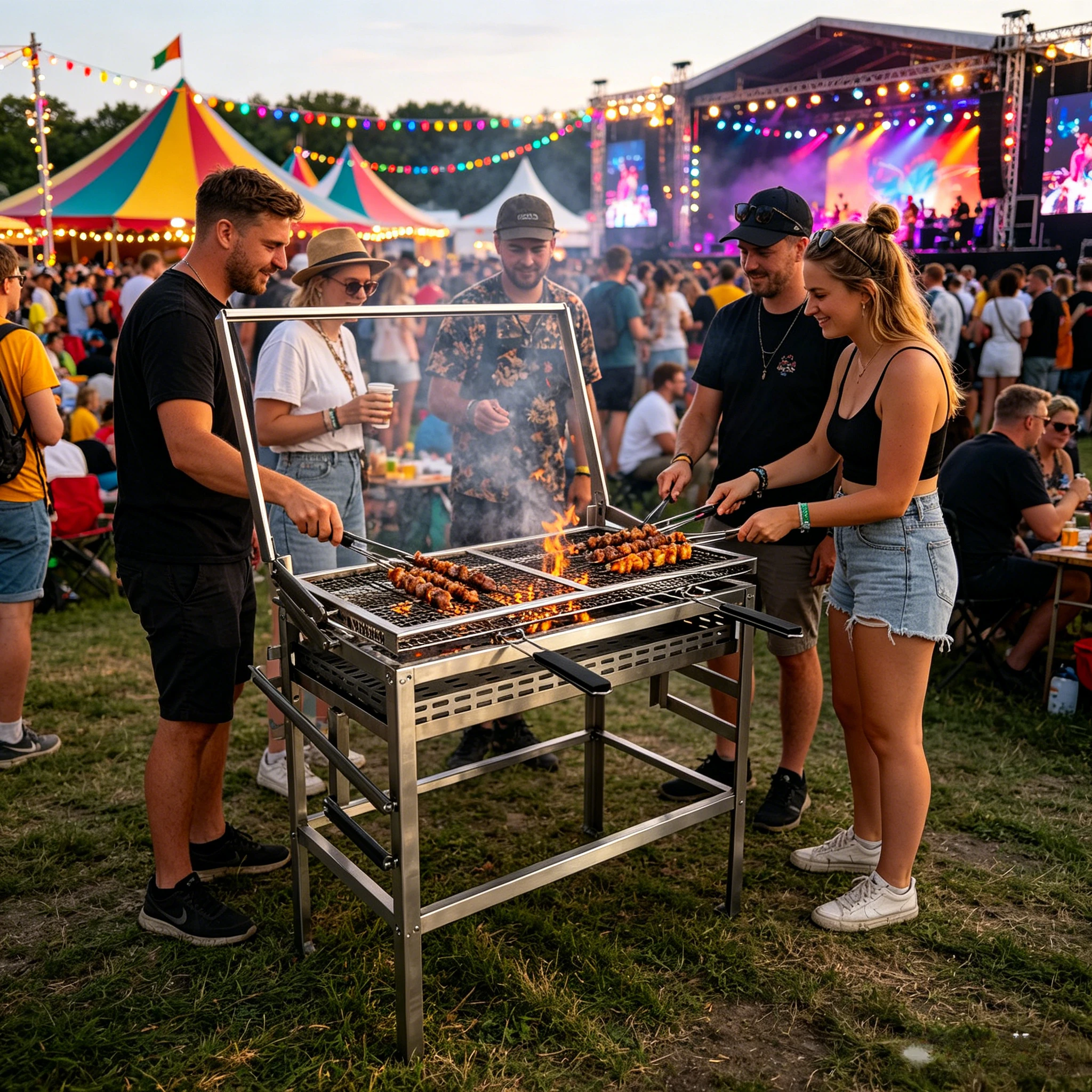 BlazeFor Factory Direct Flipping Charcoal Stove, 40x80cm 304 Steel Rack & Fast Delivery For Picnic Parties