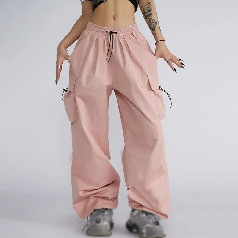 

Women's leggings Women's cargo pants Design sense Solid color Drawstring