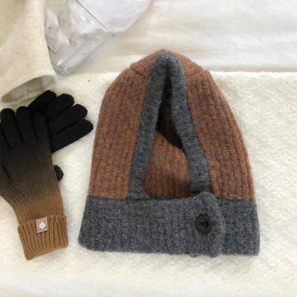 

Cute Pullover Hat Balaclava Hat Simple Thickened Knitted Hat Beanie Winter Cap Winter/Autumn
