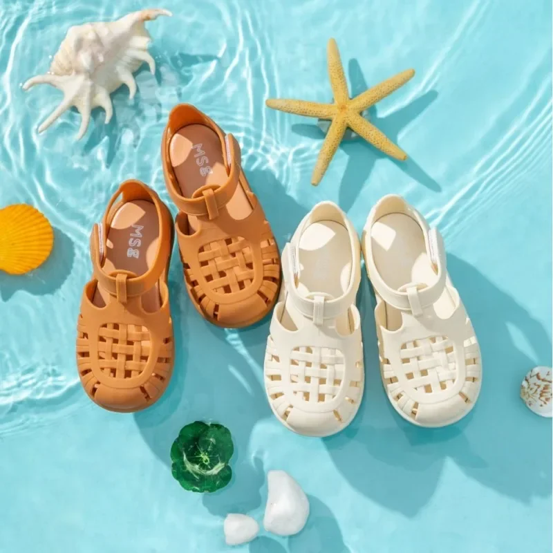 High Quality Children Beach Shoes for Sea Summer 2024 Girls Sandals Baby Soft Non-slip Princess Jelly Shoes Boy Roman Flip-flops