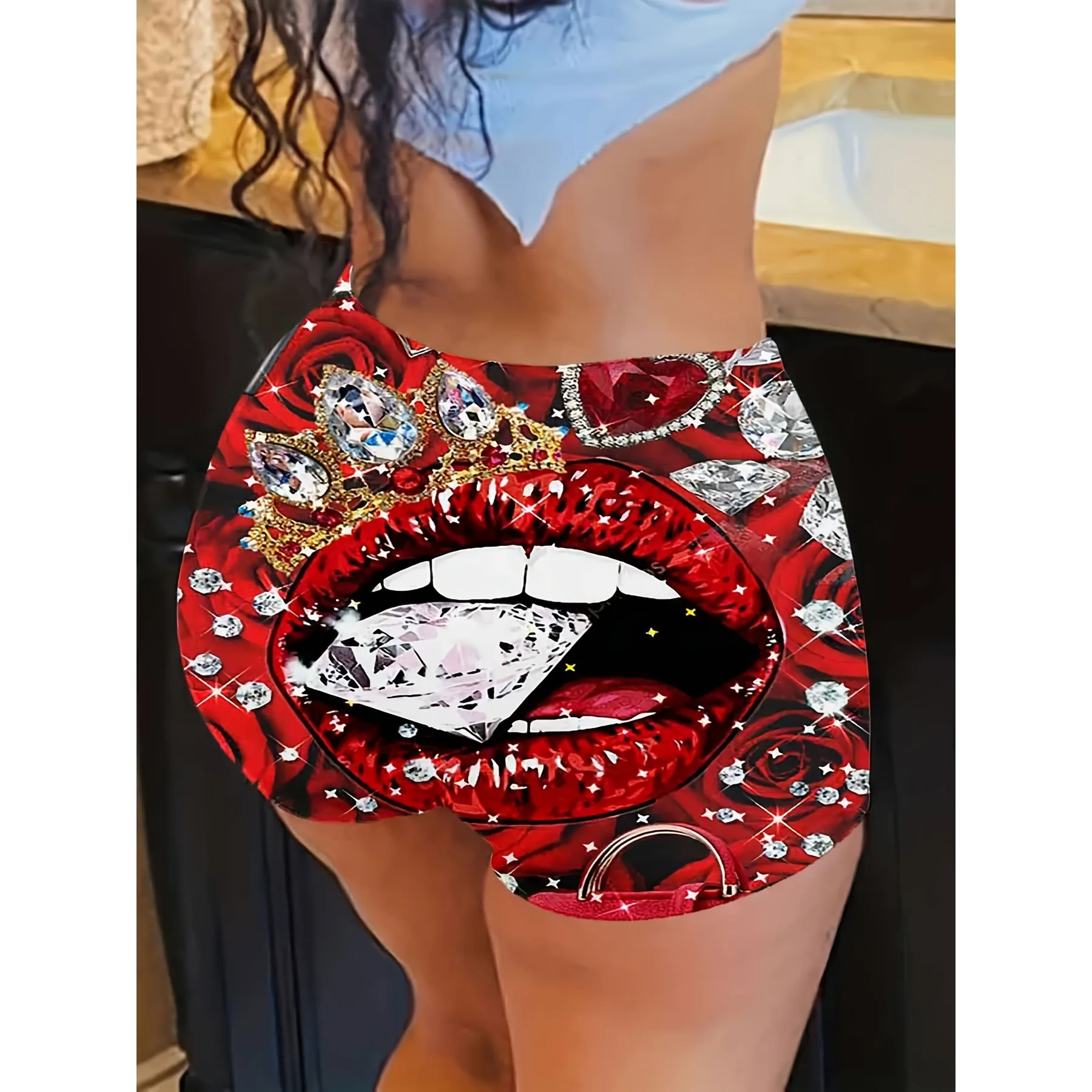 

Женские шорты больших размеров в винтажном стиле с принтом «Пин-ап» — ретро-камера и сердце, облегающие, подходят для пляжа и повседневной носки, идеально для вечеринок