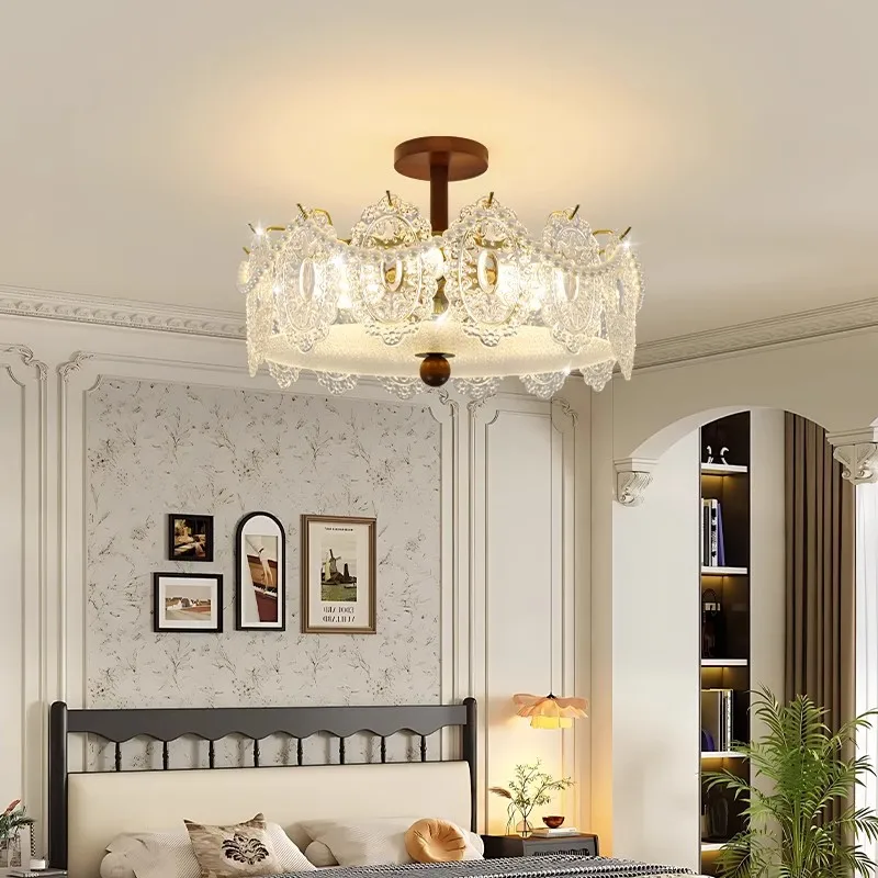 

French crystal retro glass ceiling lamp American simple light luxury living room bedroom dining room new lamps