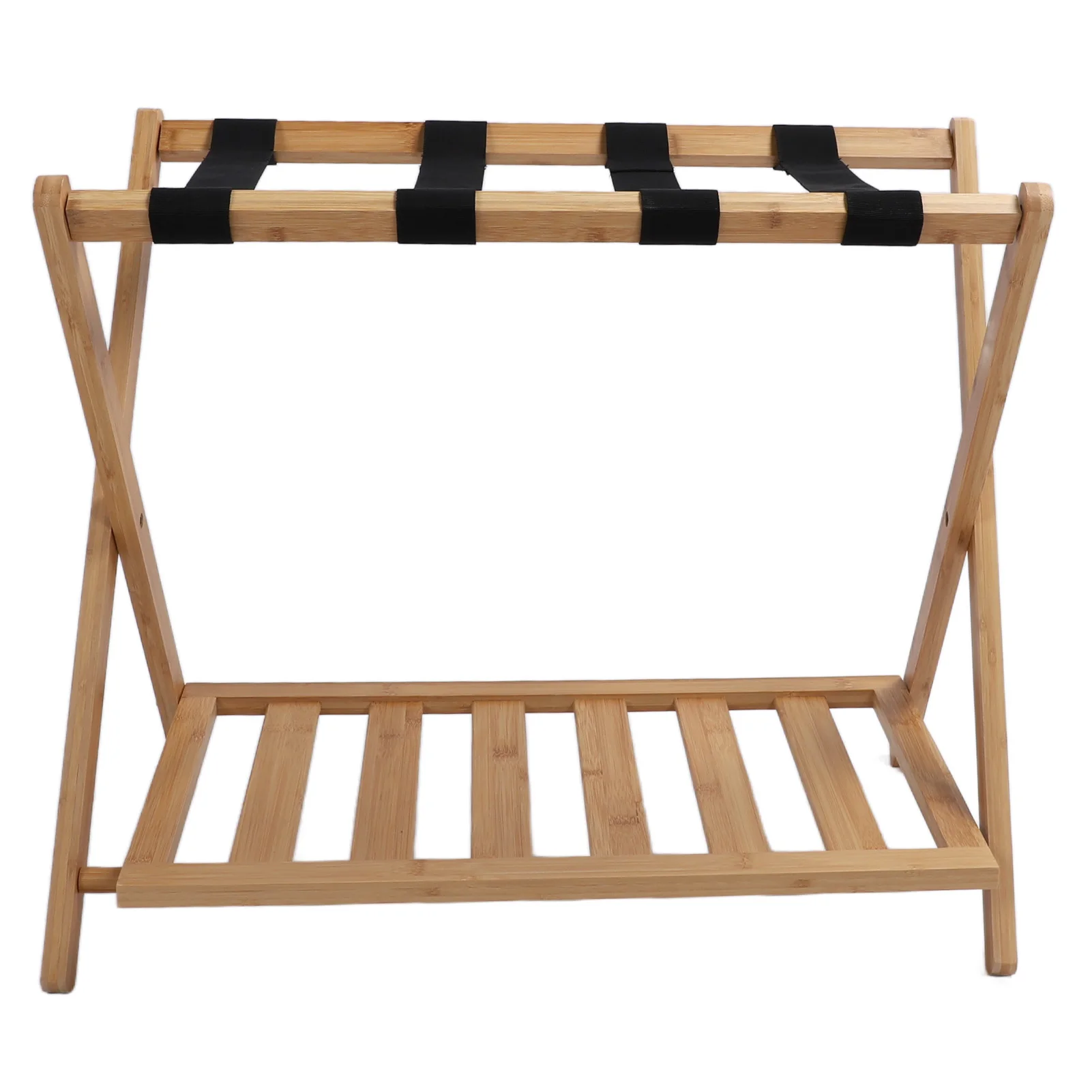 Folding Luggage Rack Quick Assembly Wooden Luggage Stand With Bottom Storage For Home