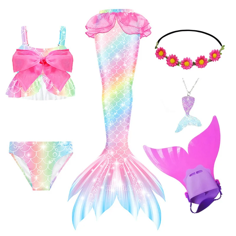 ملابس سباحة للفتيات على شكل حورية البحر بذيل حورية البحر للسباحة يمكن إضافة زعنفة المنوفية أرييل أزياء الهالوين التنكرية لأعياد الميلاد