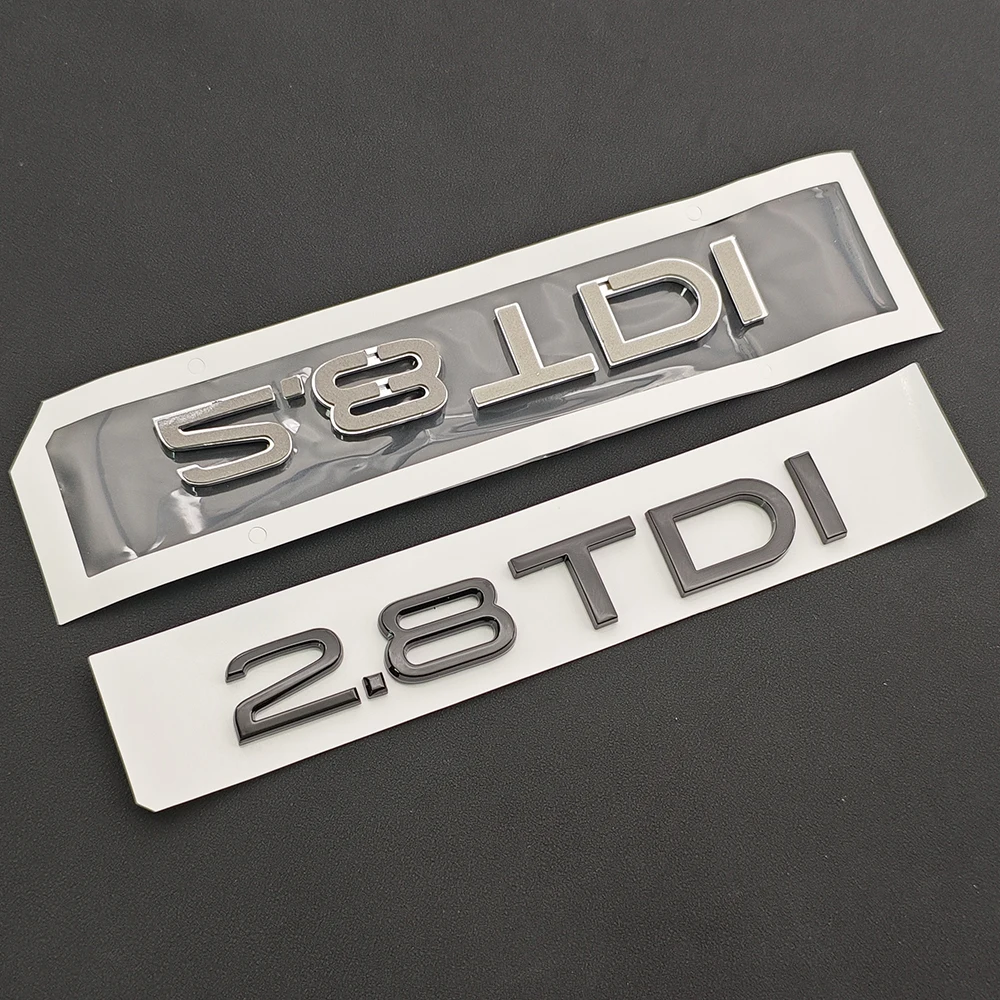 3D ABS Letters Logo 1.9 2.0 2.8 3.0 4.0 4.2 TDI Emblem Sticker Car Rear Trunk Badge for Audi A3 A4 A5 A6 A7 A8 Q2 Q3 Q4 Q5 Q7 Q8