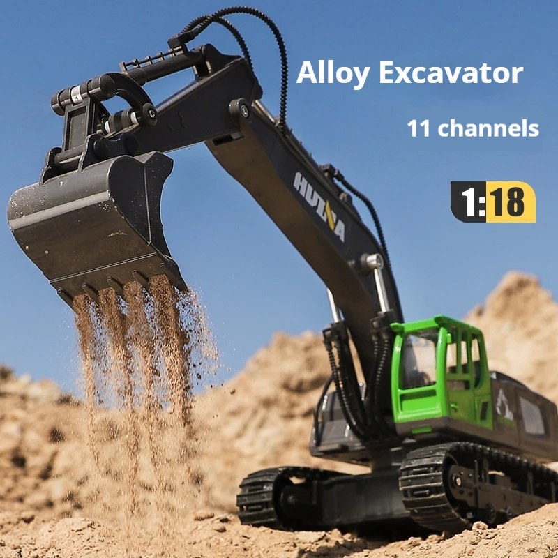 The New Product Huina 558 Eleven-Channel Alloy Remote Charging Excavator Large Simulation Excavator Engineering Vehicle Toy Man