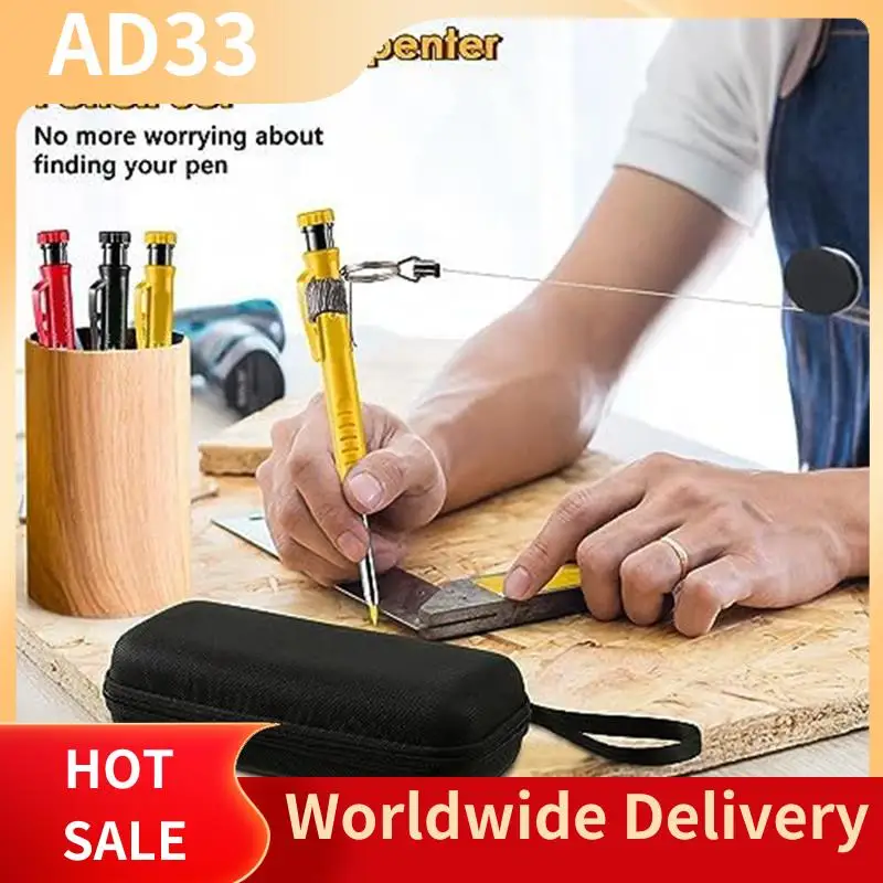 

Top Deals 1Set Woodworking Pencil With Retractable Holder Deep Hole Marking Structure Pencil Holder Metal ,For Woodworking