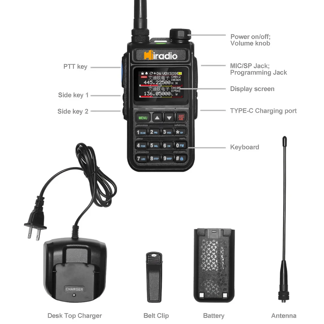 Y23UV-5118 Iradio Radio Amatorskie Pełnozakresowe 2-drożne Radio Komunikacyjne 999 Kanałów Walkie Talkie AM Pasmo Lotnicze Kolorowy Skaner Morski NOAA FM