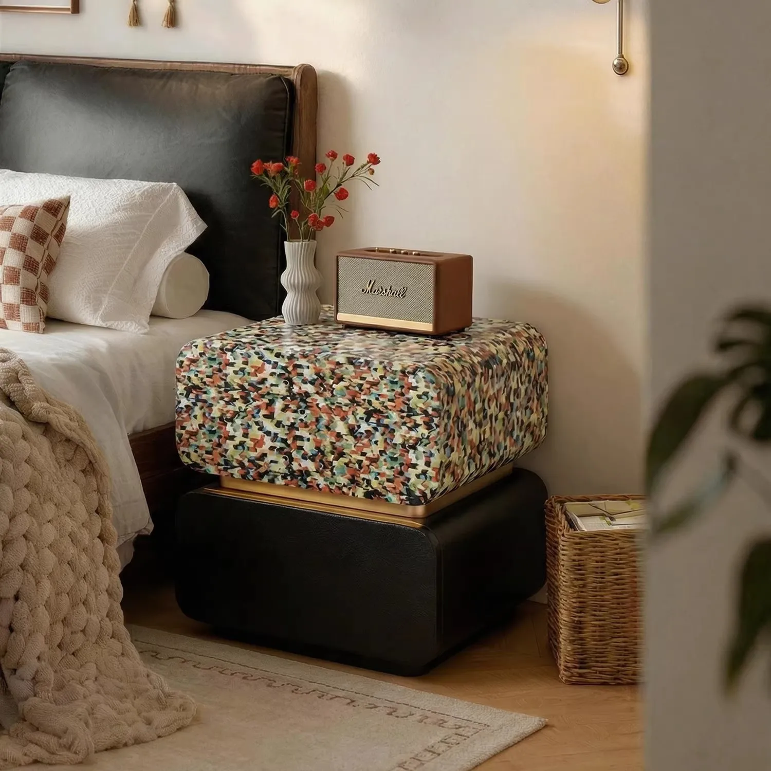 &Rainbow Mosaic Premium Bedside Table Household Bedroom Light Luxury Good-looking Bedside