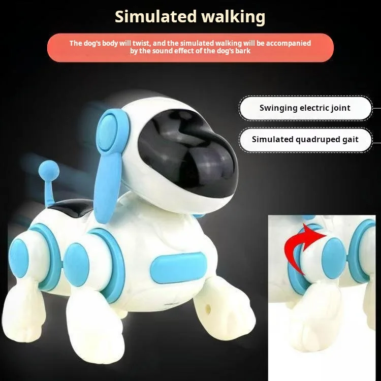 Perro robot interactivo inteligente electrónico, juguete para perros gateo con luces y simulación musical, canto y niños interactivos