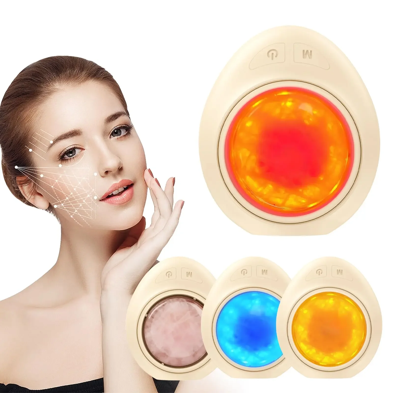 Multi Functional Face Massager Tool, Red Light Therapy for Face, 3 Colors Facial Massager, Facial Massager for Skin Care at Home