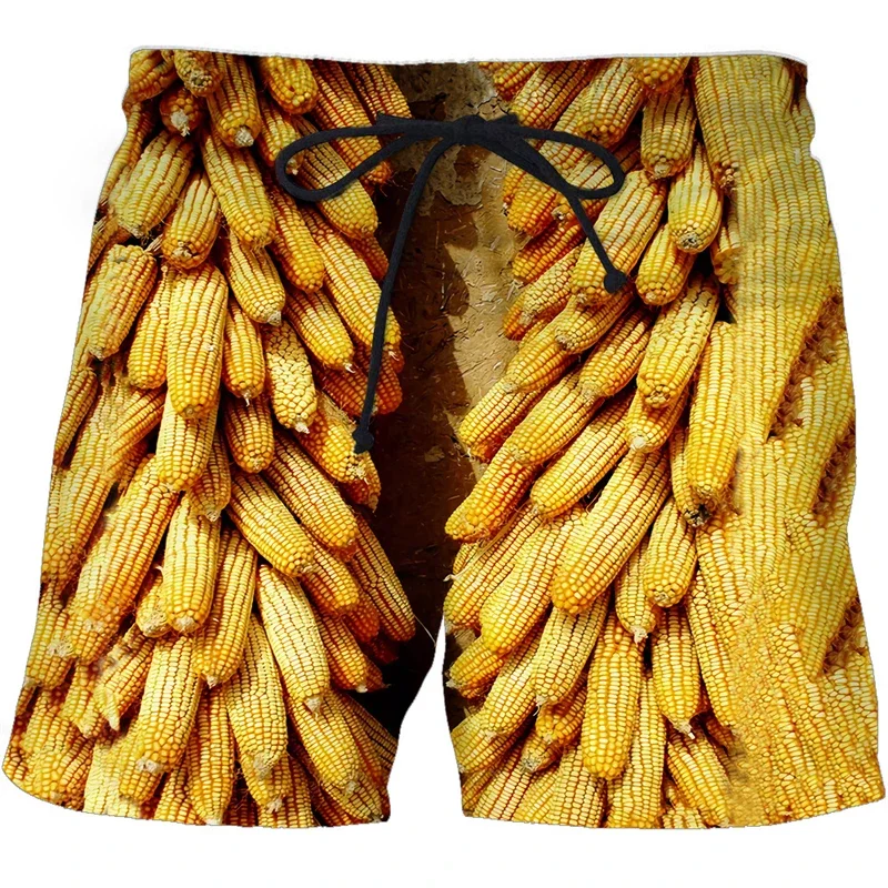Farm Corn Print Boardshorts für Männer, Humorvolle Grafik, Hip-Hop-Street-Beach-Shorts, Sommer-Outdoor-Sport, Lässige Herren-Kurzhose – Detail 8