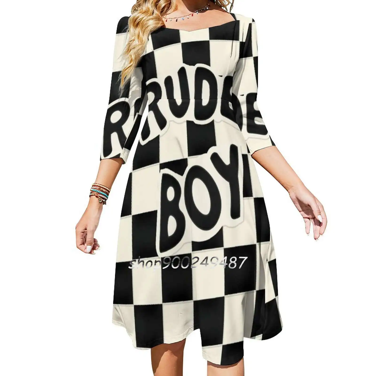 Original Rude Boy | Dirty Mind Controversy Sweet Elegant Dress Women Korean Kawaii Square Collar Dress Bestseller Music History