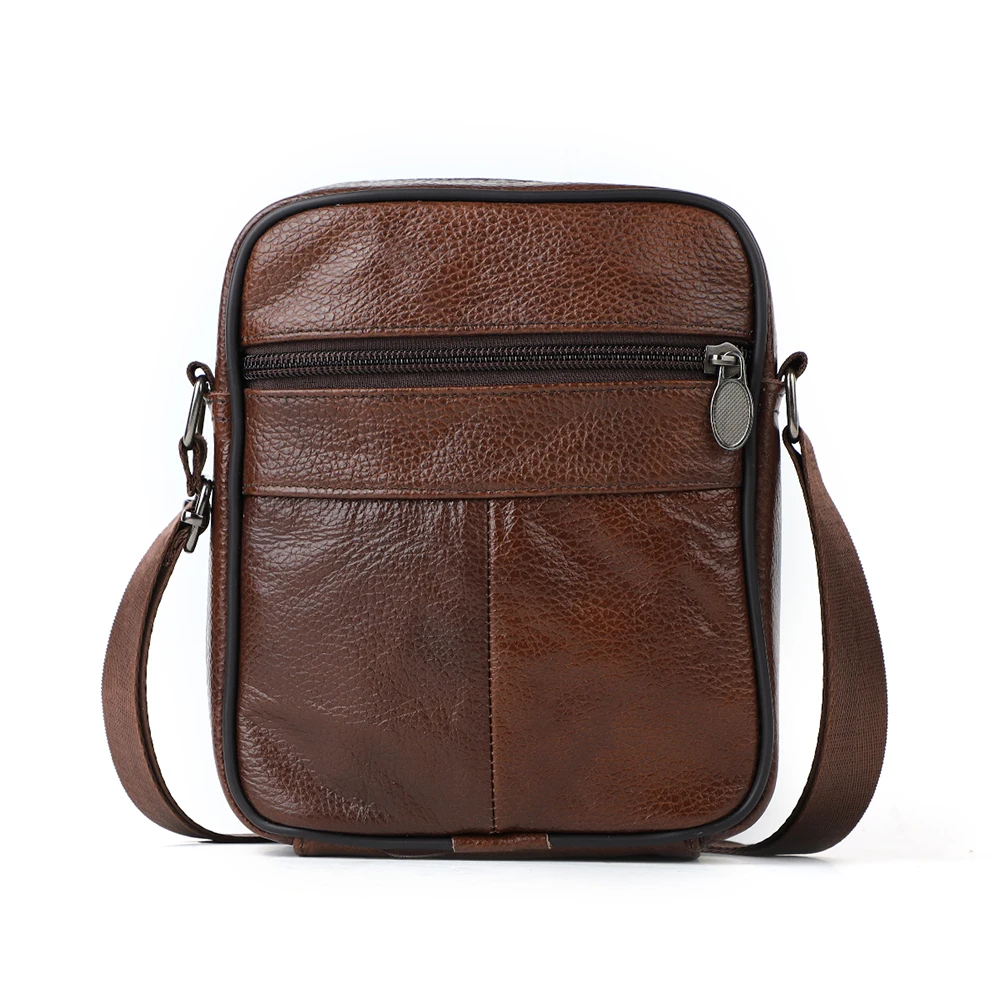 Genuine leather men's shoulder bag vertical style business and leisure bag top layer cowhide crossbody bag retro bag for men