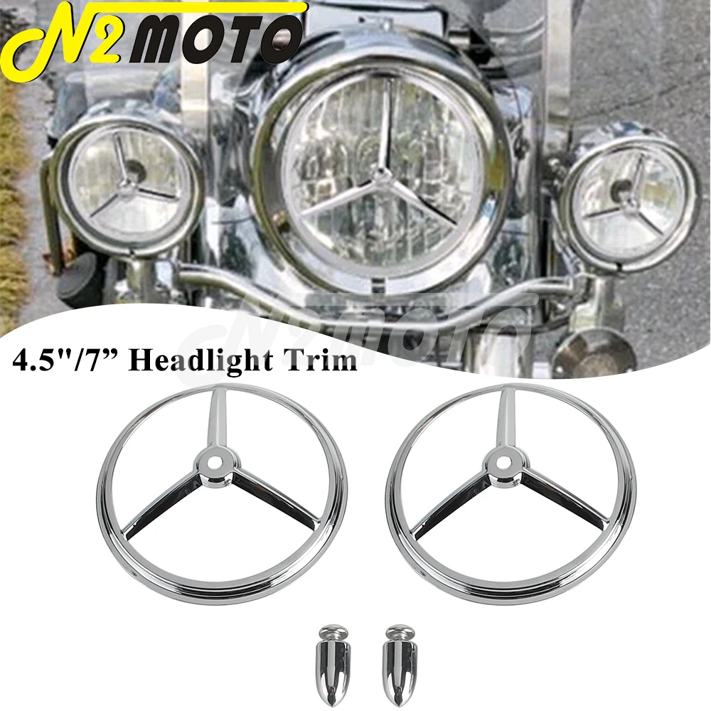 Motorbike Tri Bar Bullet Headlight Decorative Trim 7 Inch 4.5 Inch Headlamp Trim For Harley Electra Glide Road King Street Glide