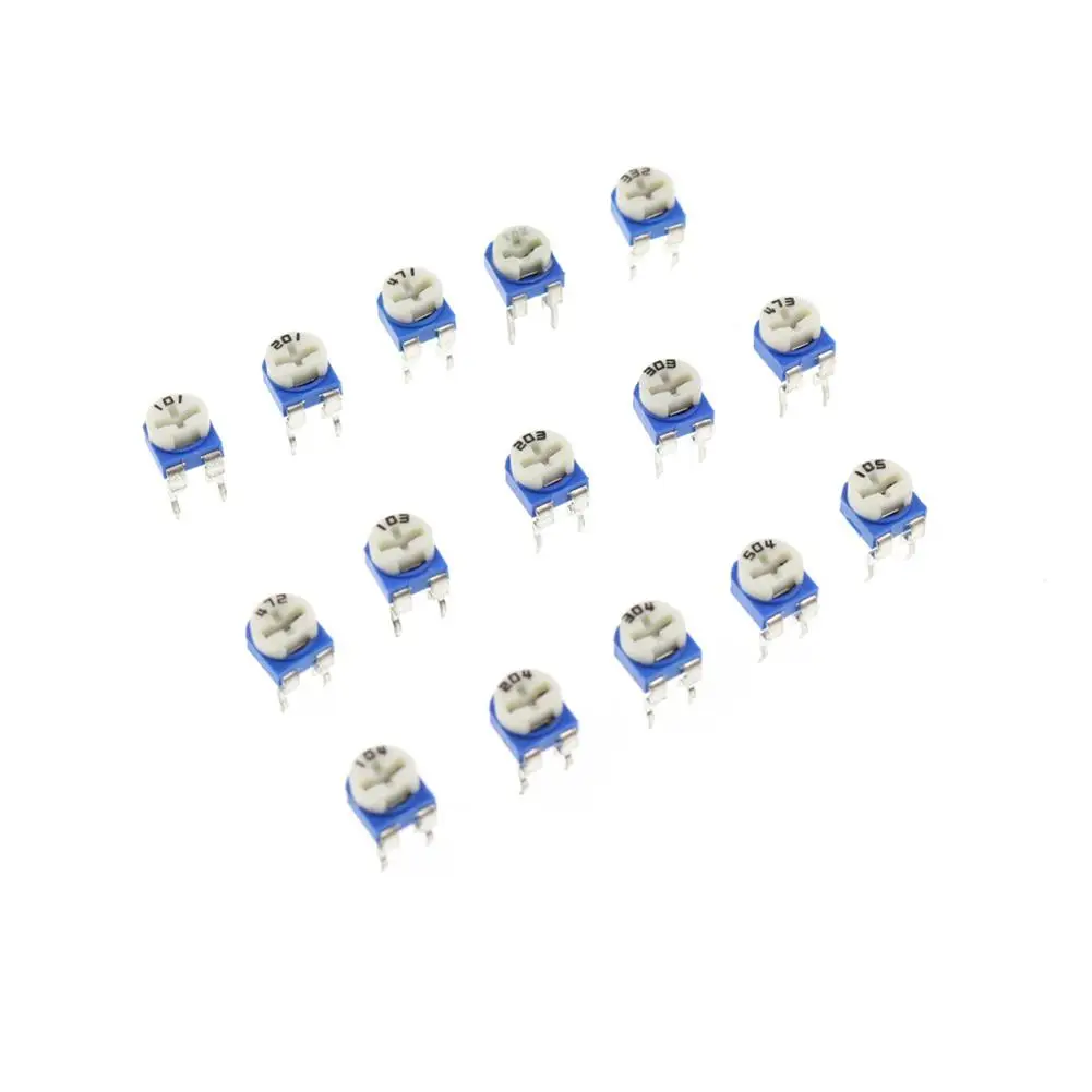 150pcs Rm065 Variable Resistor 6mm Potentiometer Variable Resistors Kit 100 ohm -1M Ohm Trimmer Adjustable Resistors Set