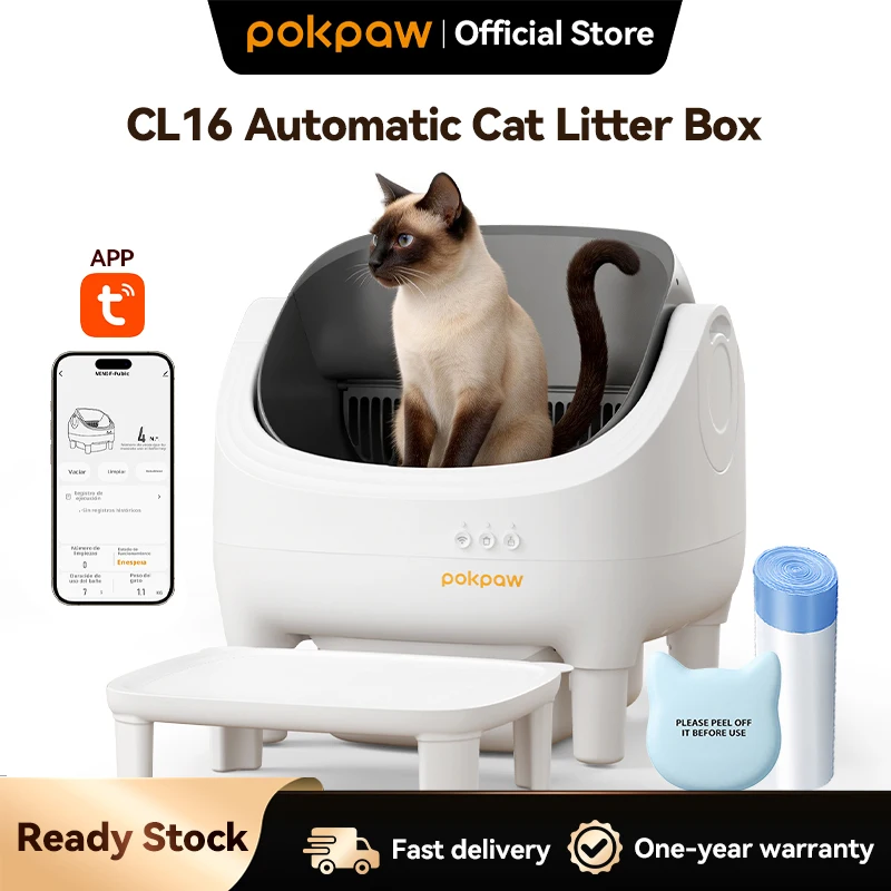 Pokpaw CL16 Smart Self-cleaning Automatic Cat Litter Box with App Control – 76L Semi Enclosed Cat Toilet Supplies for Cats