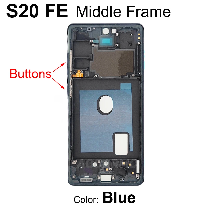 Aocarmo per Samsung Galaxy S20 FE G7810 Display LCD anteriore cornice centrale cornice cornice con pulsanti parte di ricambio