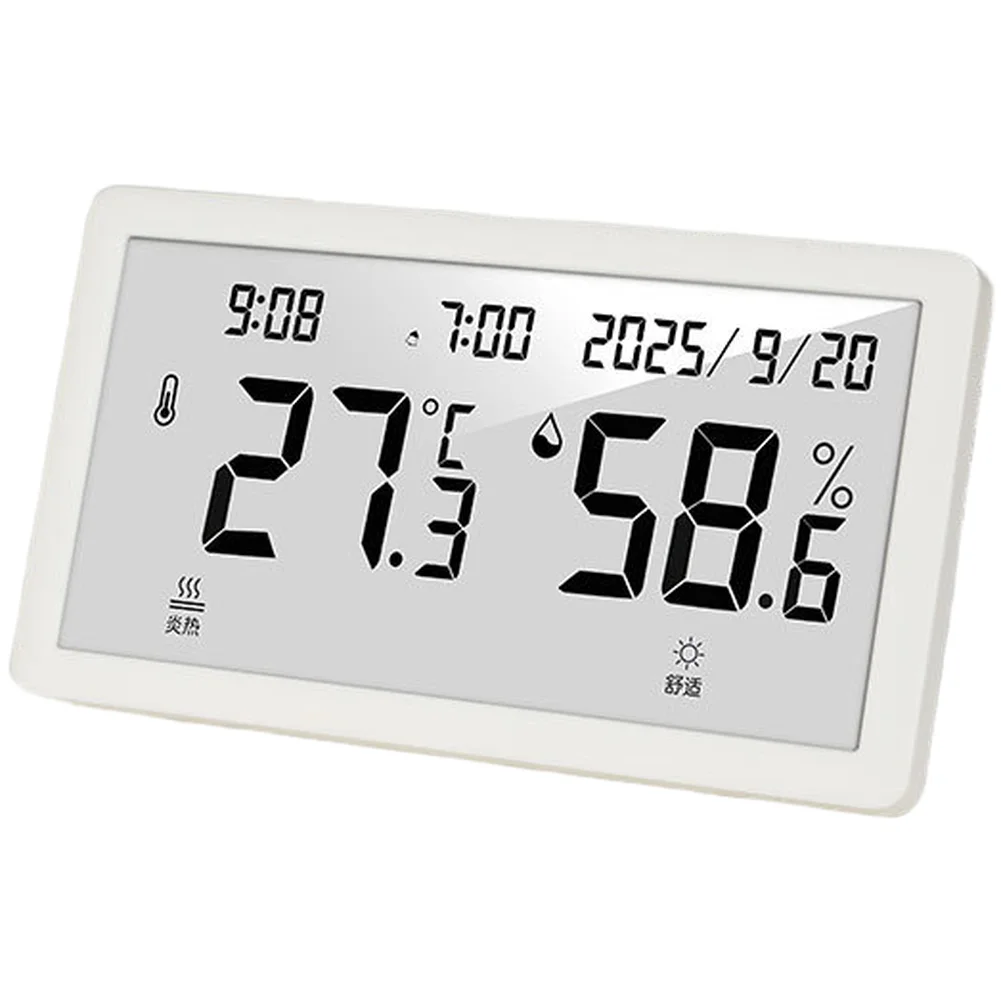 Accurate Digital Indoor Temperature Humidity Meter with Comfort Display Wall Mount and Desktop Placement with Clock Calendar