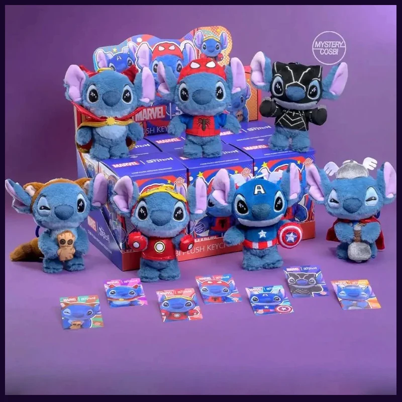 

Disney Toy Stitch Cosbi, плюшевый брелок, коллекция, слепая коробка, Тор, Железный человек, фигурки Человека-паука, игрушки, детские рождественские подарки-сюрпризы