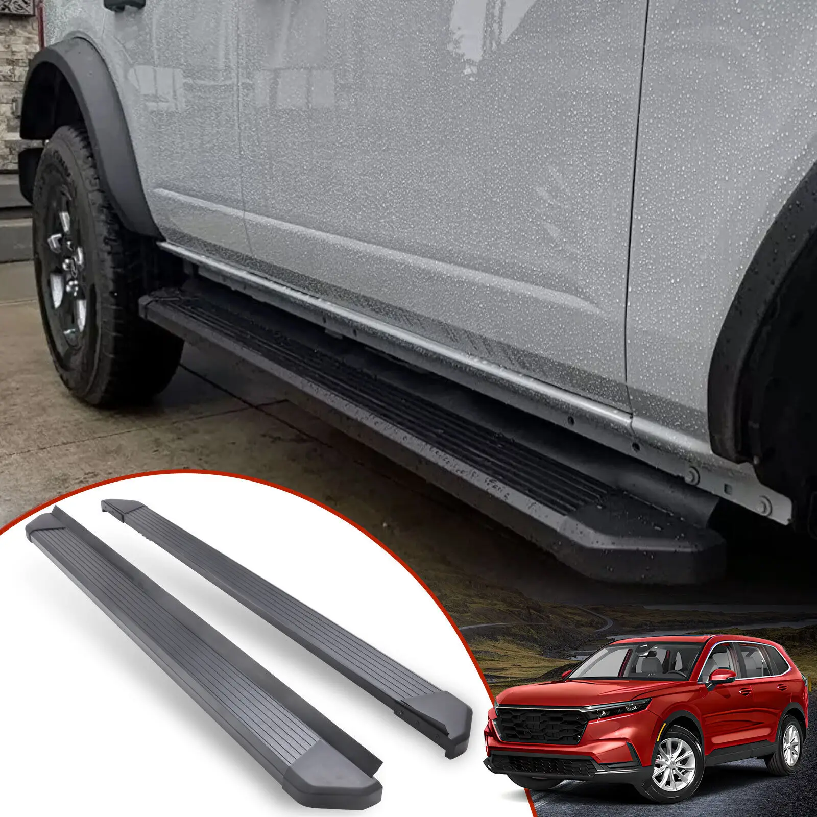 Estribos de aluminio para Honda CRV CR-V 2023 2024, escalones laterales negros, barras Nerf