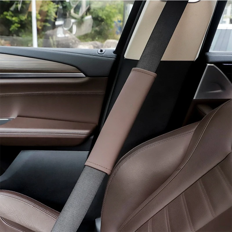 

1Pc Pressure Relief Car Interior Accessories, Luxury Leather Seat Belt Shoulder Pad, Soft Universal Cover for Driving Comfort