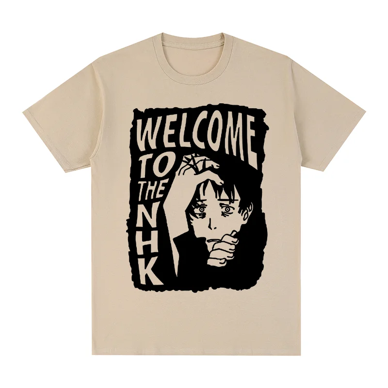 Bienvenido a la camiseta Vintage NHK estilo Retro negro amantes de las mujeres Camiseta de algodón para hombres nueva camiseta tops para mujer