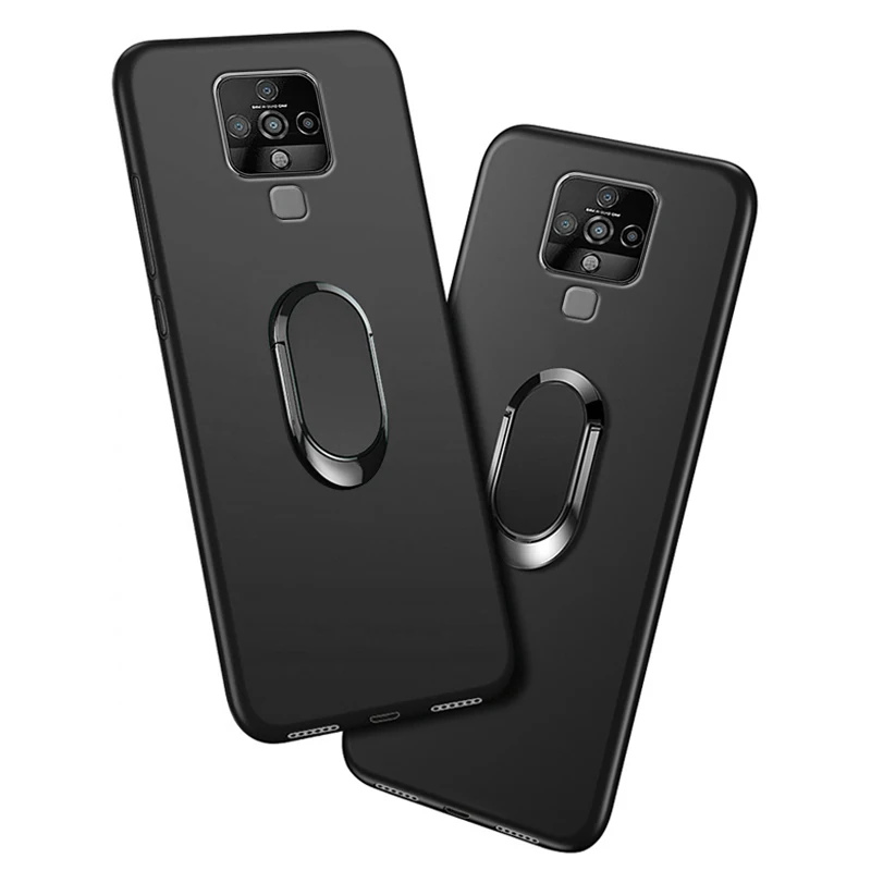 

Tecno Camon 16 Pro Case 6.8 Inch Black Finger Ring 360 Degree Rotation Soft Silicone Funda for Tecno Camon 16 Cover