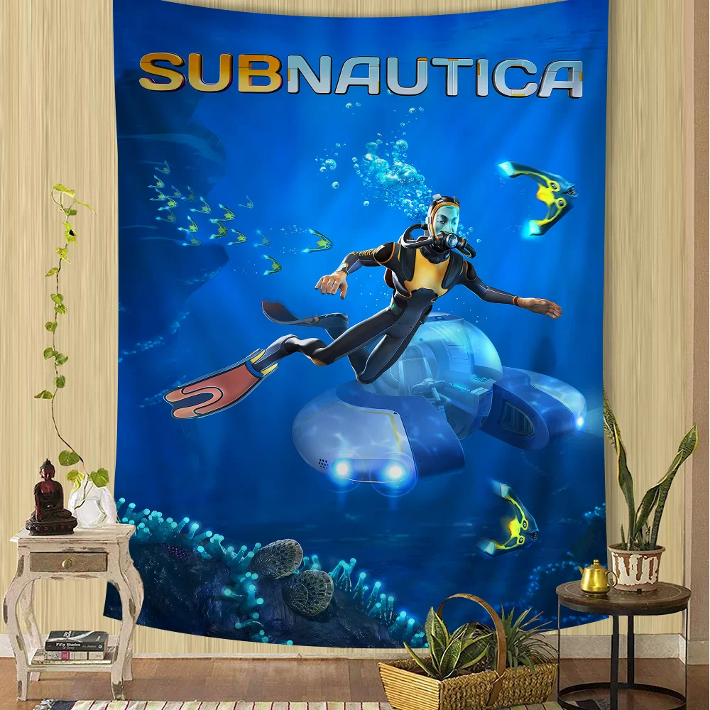 

S-Subnauticas игровой аниме гобелен хиппи цветок настенные ковры декор для спальни настенный Декор для дома