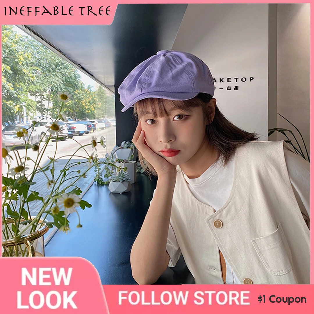 INS Chic Women Berets Summer Autumn Octagonal Beret Caps Stylish Artist Painter Newsboy Hats Candy Color Beret Gorras Boinas