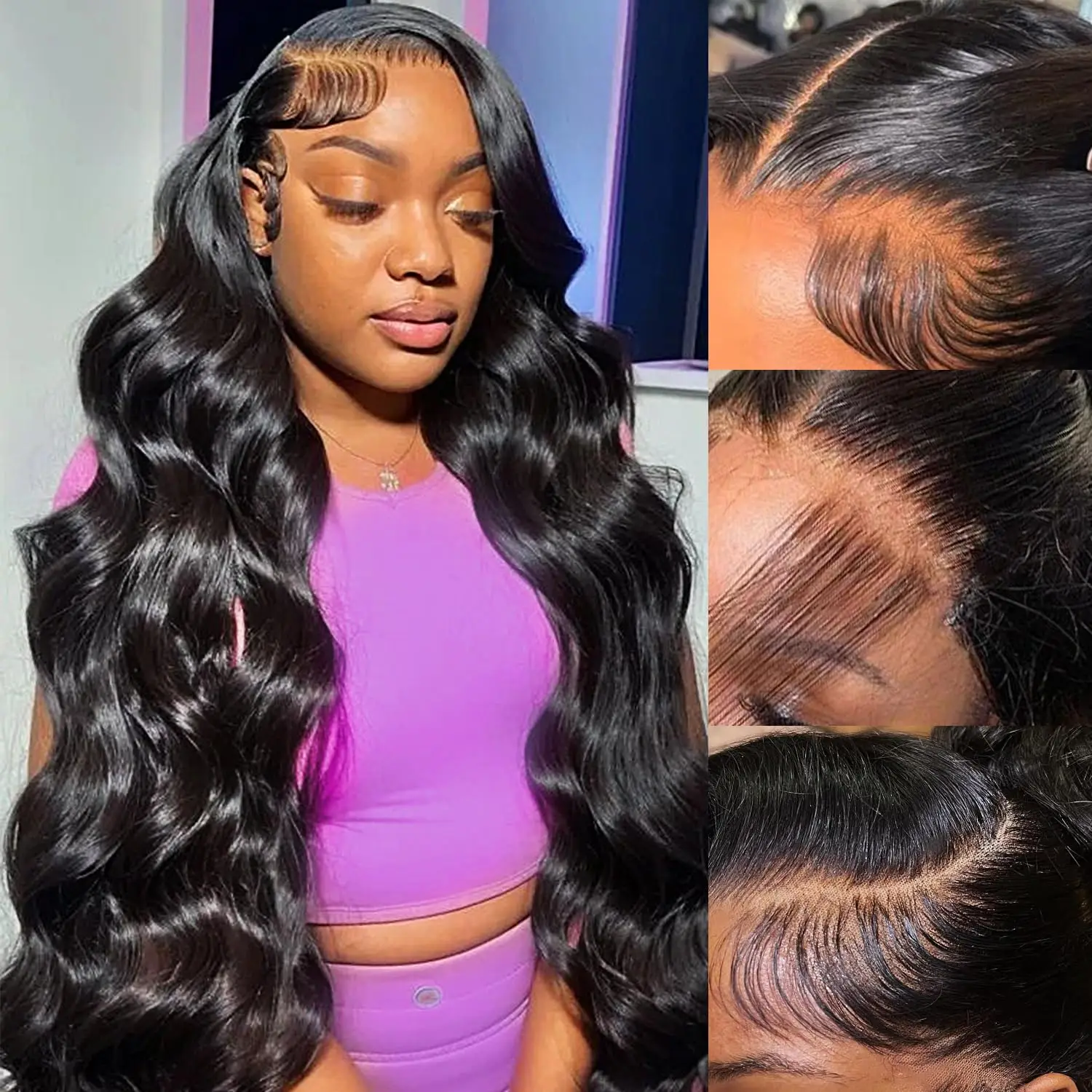 

Body Wave Lace Front Wigs Human Hair Pre Plucked 13x6 HD Transparent Lace Front Wigs Human Hair 200% Density Brazilian Glueless