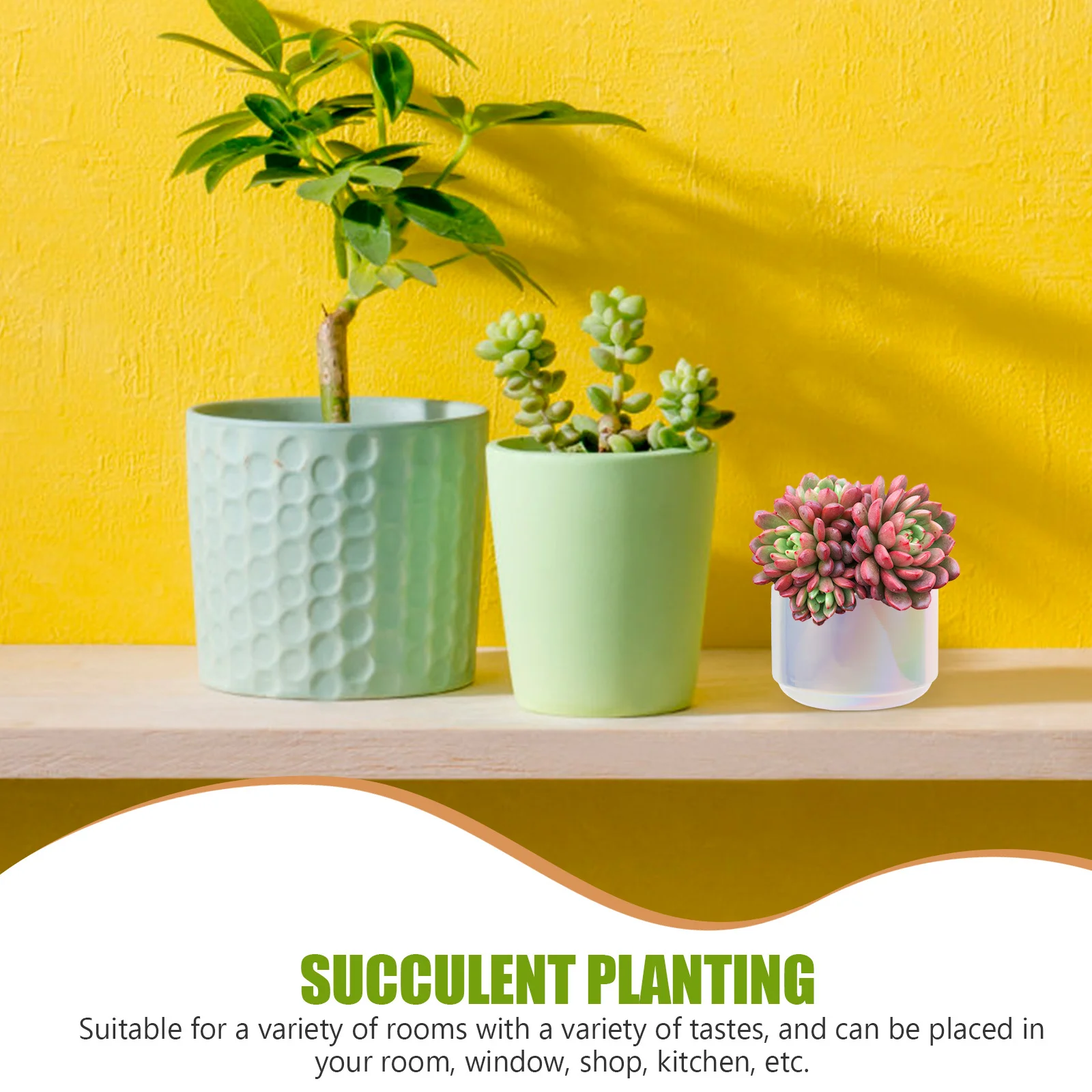 

Ceramic Succulent Pot with Electroplating Finish Functional Drainage Hole Planter for Indoor Plants Home Garden Decor Desktop